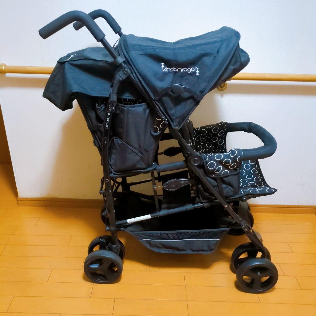 ✨良品✨キンダーワゴン DUOシティHOP 2人乗りベビーカー レインカバー付き