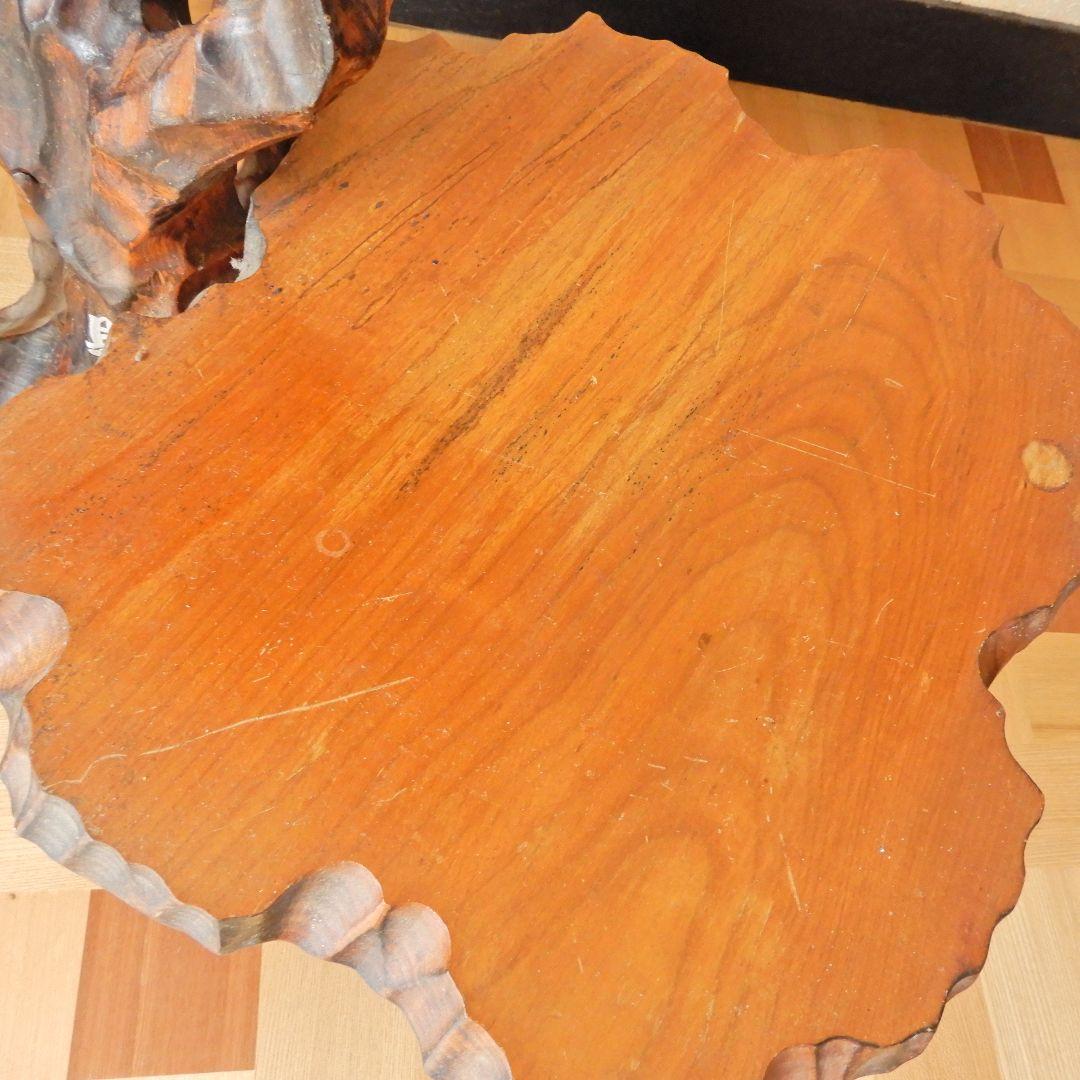 【レトロ アンティーク】天然木 三段テーブル 花台