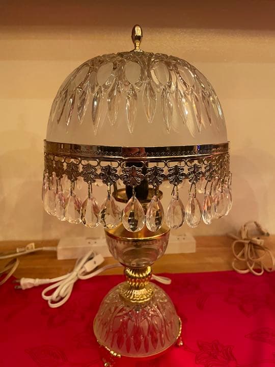 美品　ガラス　シャンデリアランプ　アンティークランプ