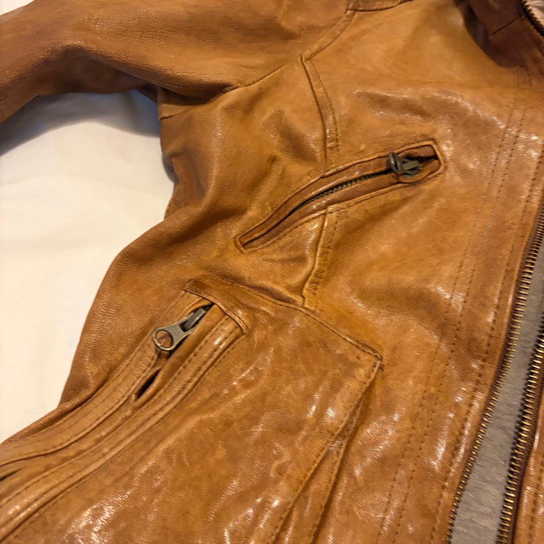 sistematic 羊革 レザージャケット　y2k ダブルジッパー