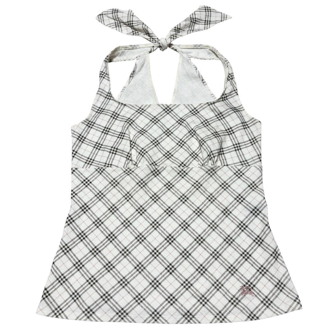 美品 BURBERRY バーバリー ノバチェック リボン タンクトップ ホワイト
