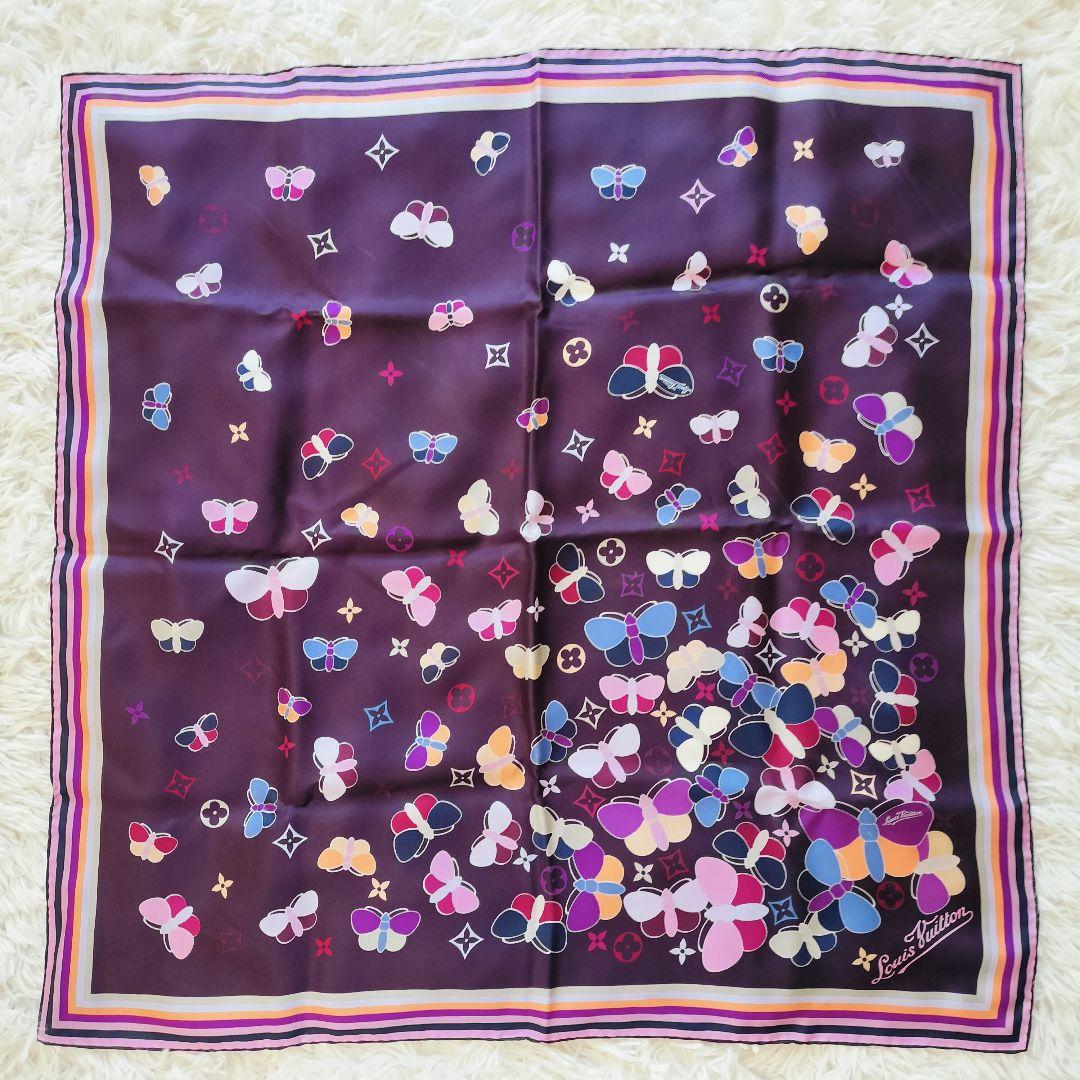 Louis Vuitton 蝶デザイン シルクスカーフ