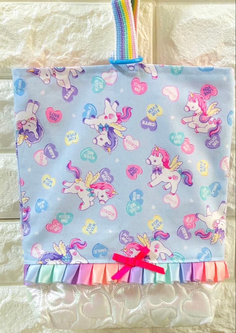 ユニコーン　ハンドメイド　レッスンバッグ　女の子　入学入園　セット　キルティング