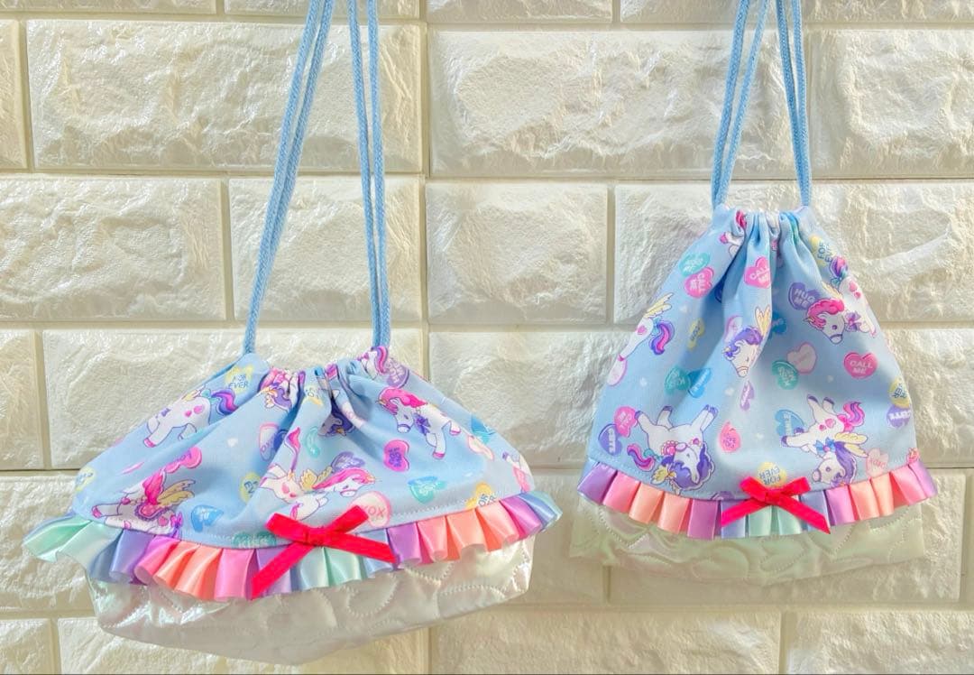 ユニコーン　ハンドメイド　レッスンバッグ　女の子　入学入園　セット　キルティング