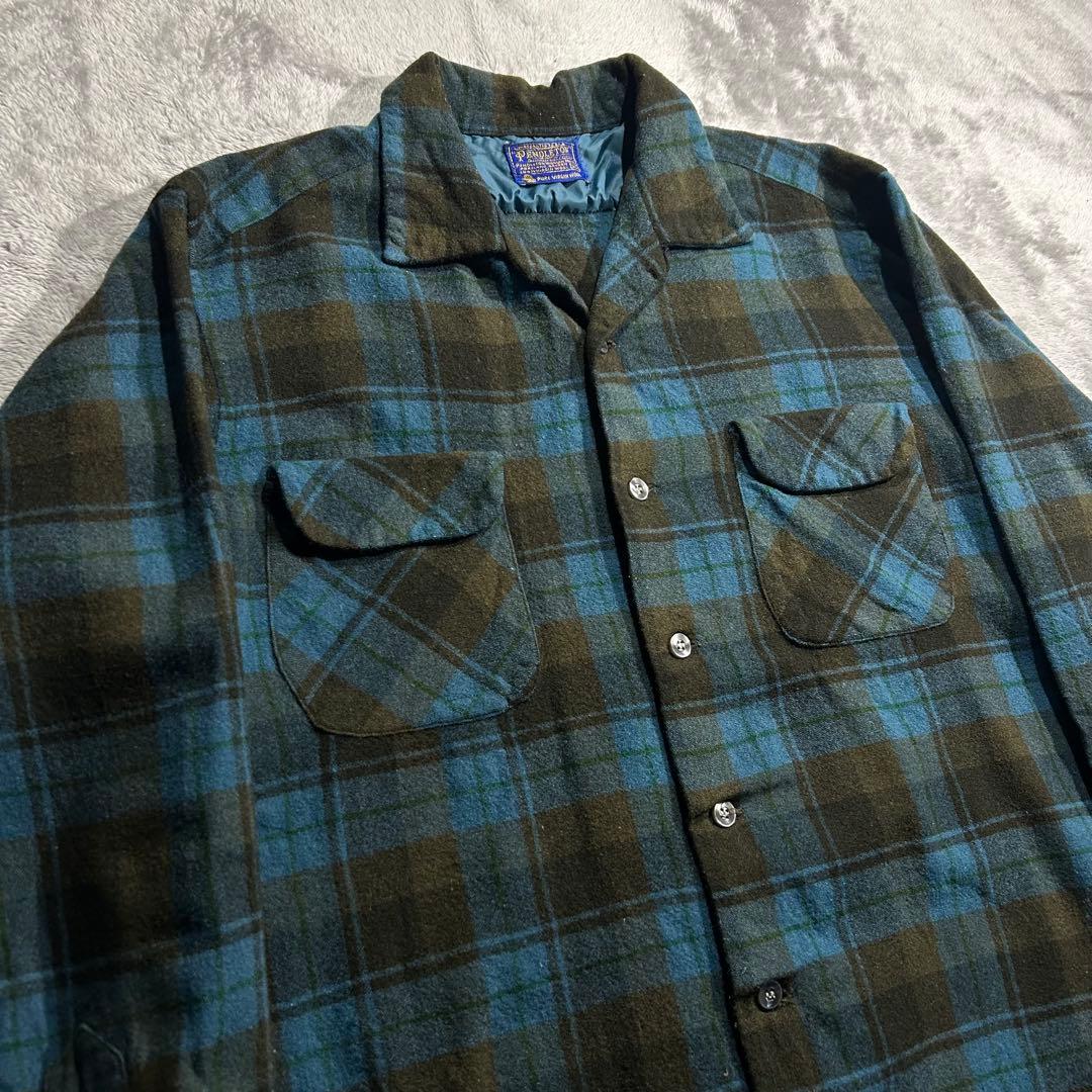 G*r様 60s vintage USA製 ウールチェックボードシャツ 開襟 ボ
