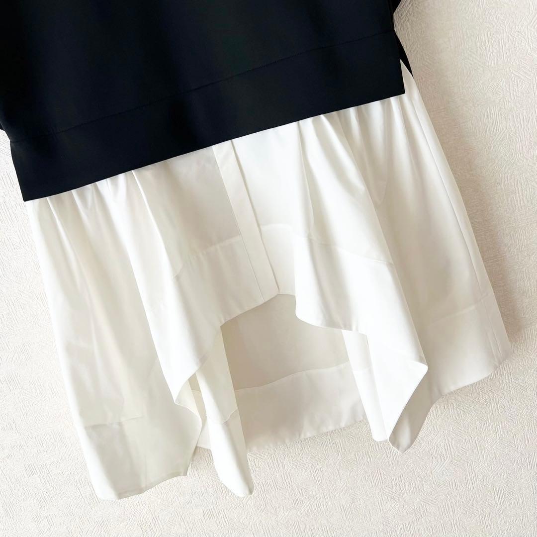 LE PHIL×eclat ジャージーコンビカットソー ブラック×ホワイト