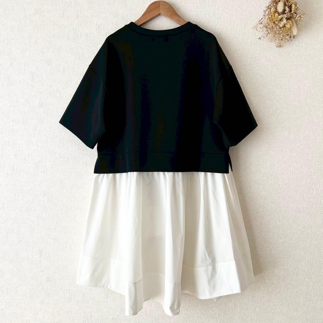 LE PHIL×eclat ジャージーコンビカットソー ブラック×ホワイト