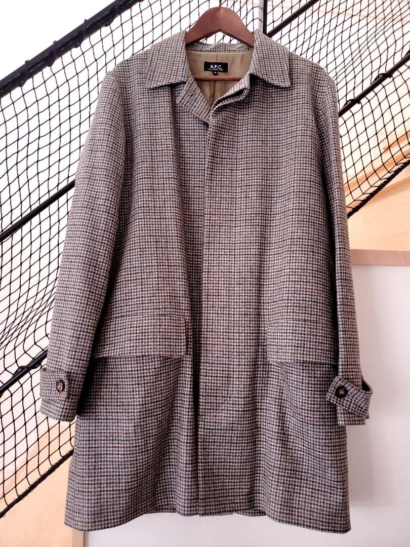 【美品】 A.P.C. ステンカラーコートアーペーセー ハウンドトゥース