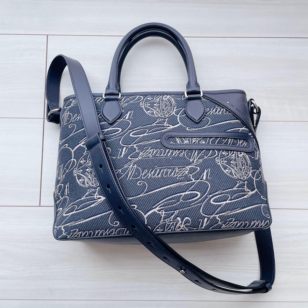 【ベルルッティ】メンズ トゥジュール スクリット アラベスク キャンバス