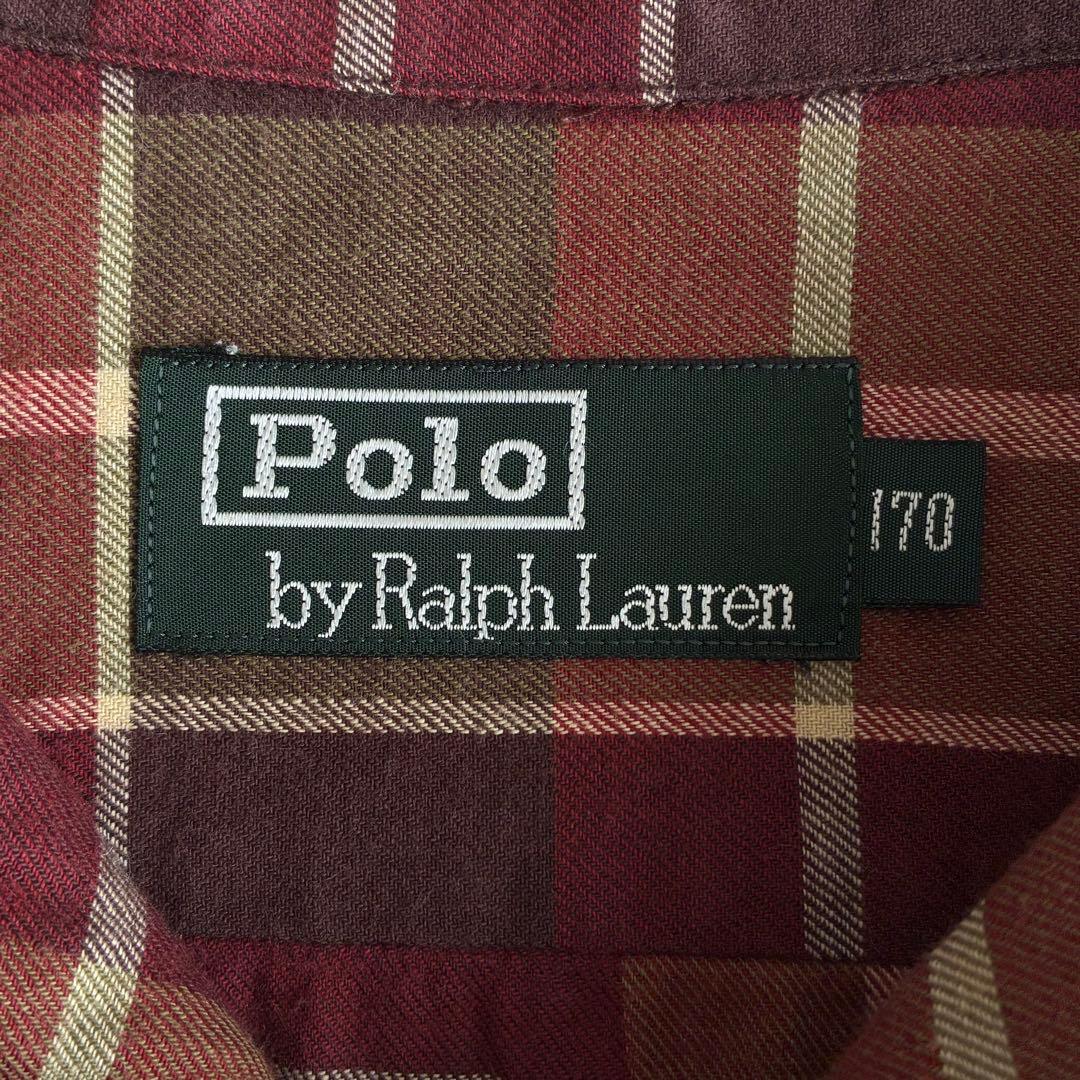 90s Ralph Lauren コットンウール オープンカラー チェックシャツ