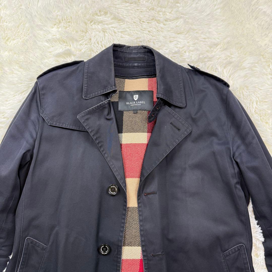 美品 ブラックレーベルクレストブリッジ シングルトレンチコート ライナー付 L