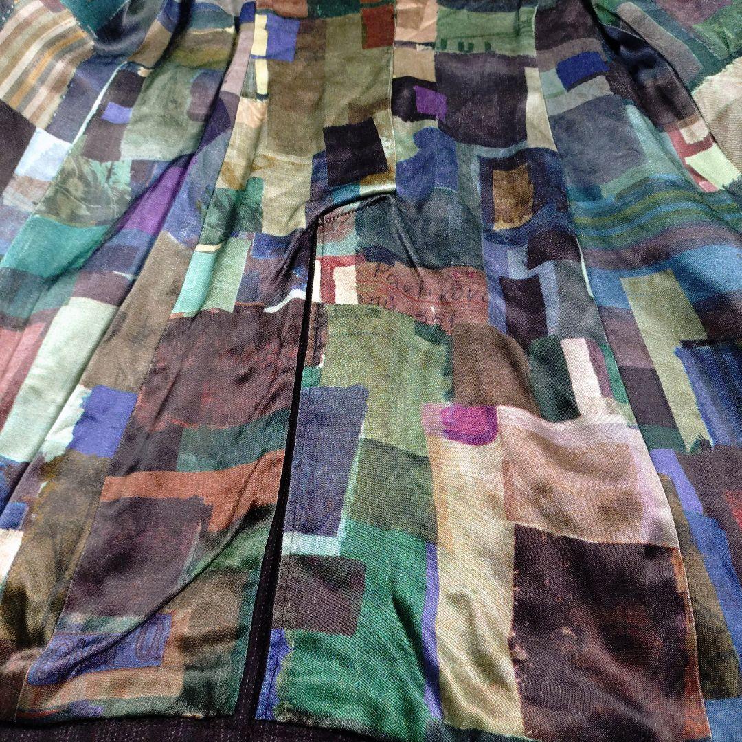 【派手】PS Paul Smith　チェスターコート　裏地総柄　花刺繍　赤焦茶