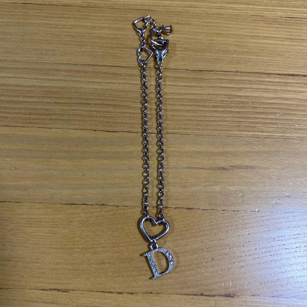 Christian Dior ブレスレット Dロゴ ハート ラインストーン