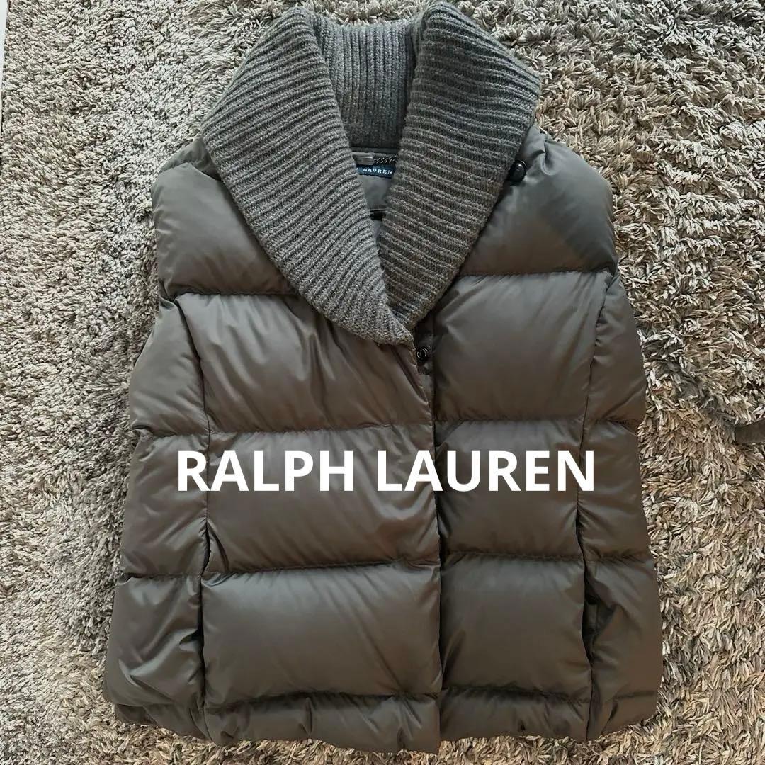 ラルフローレン　ダウンベスト　カシミヤ混ニット リブ　ショールカラー