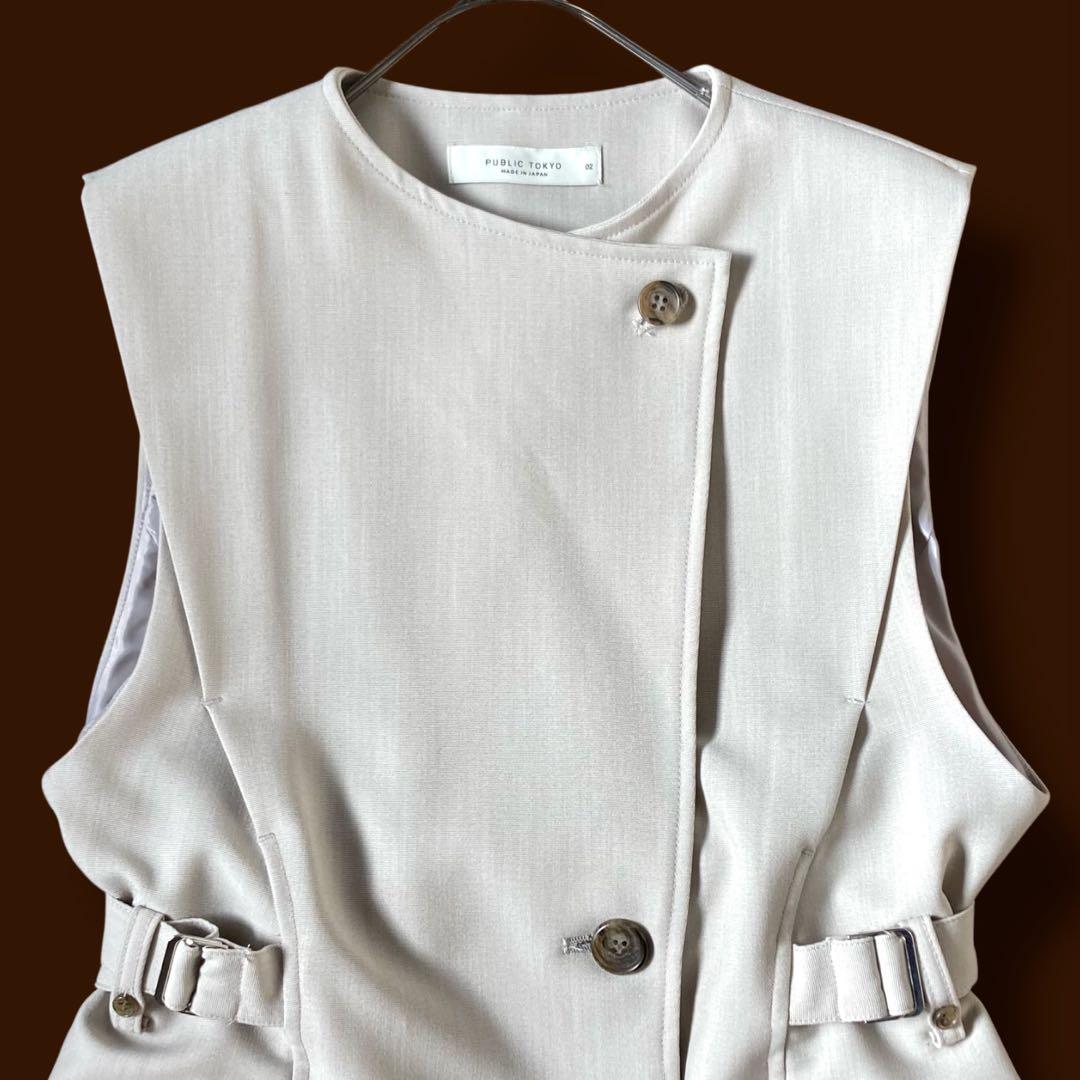 極美品 パブリックトウキョウ 25SS ベルテッドジレワンピース マキシ 洗える