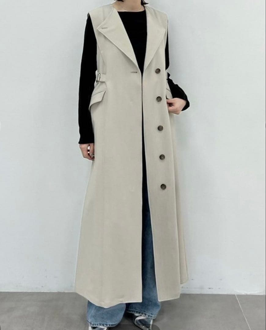 極美品 パブリックトウキョウ 25SS ベルテッドジレワンピース マキシ 洗える