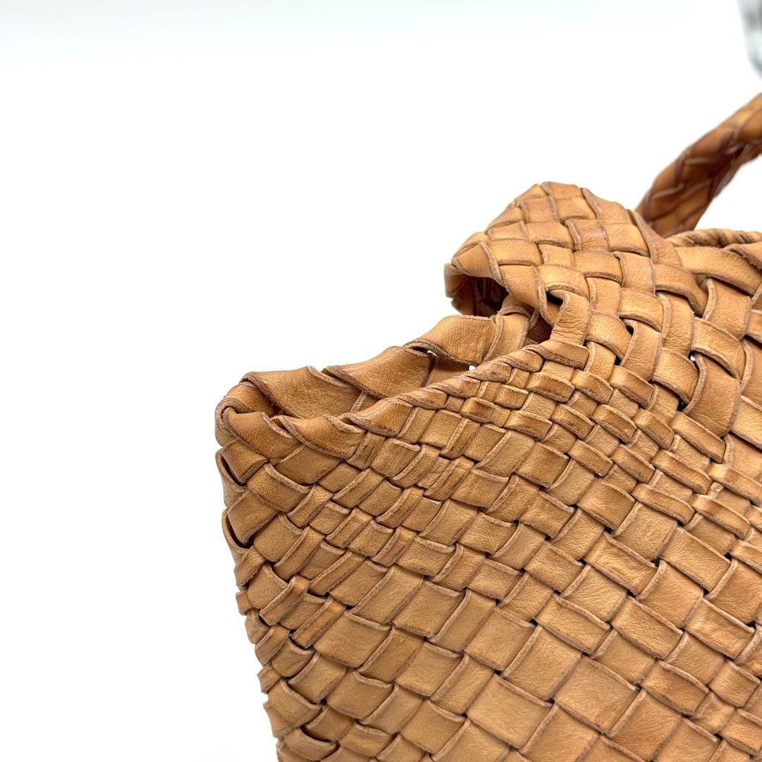 ファロルニ イントレチャート レザー トートバッグ ハンド ポーチ付 ブラウン