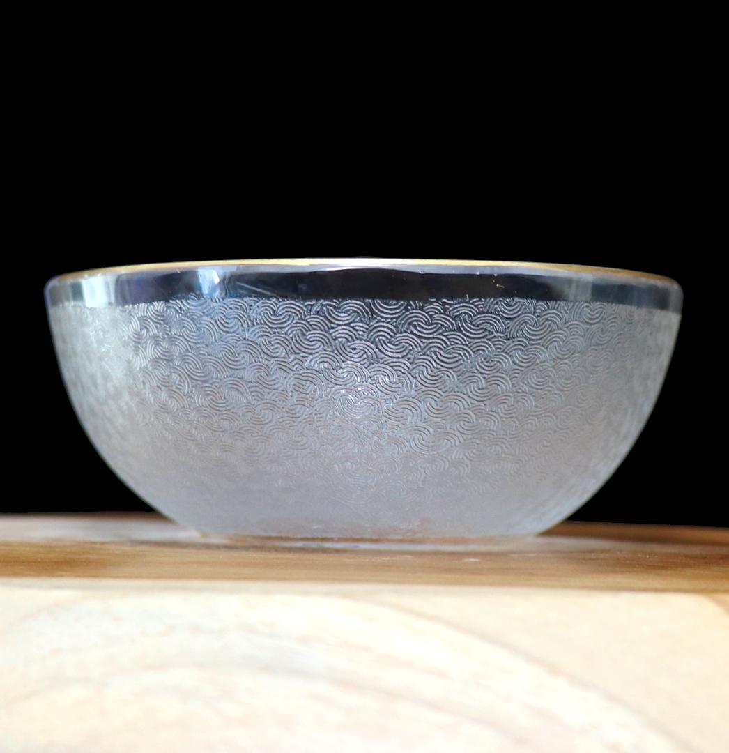 オールド・バカラ 珍品 春海商店特注 青海波文 金彩楕円浅皿 懐石料理具 小付