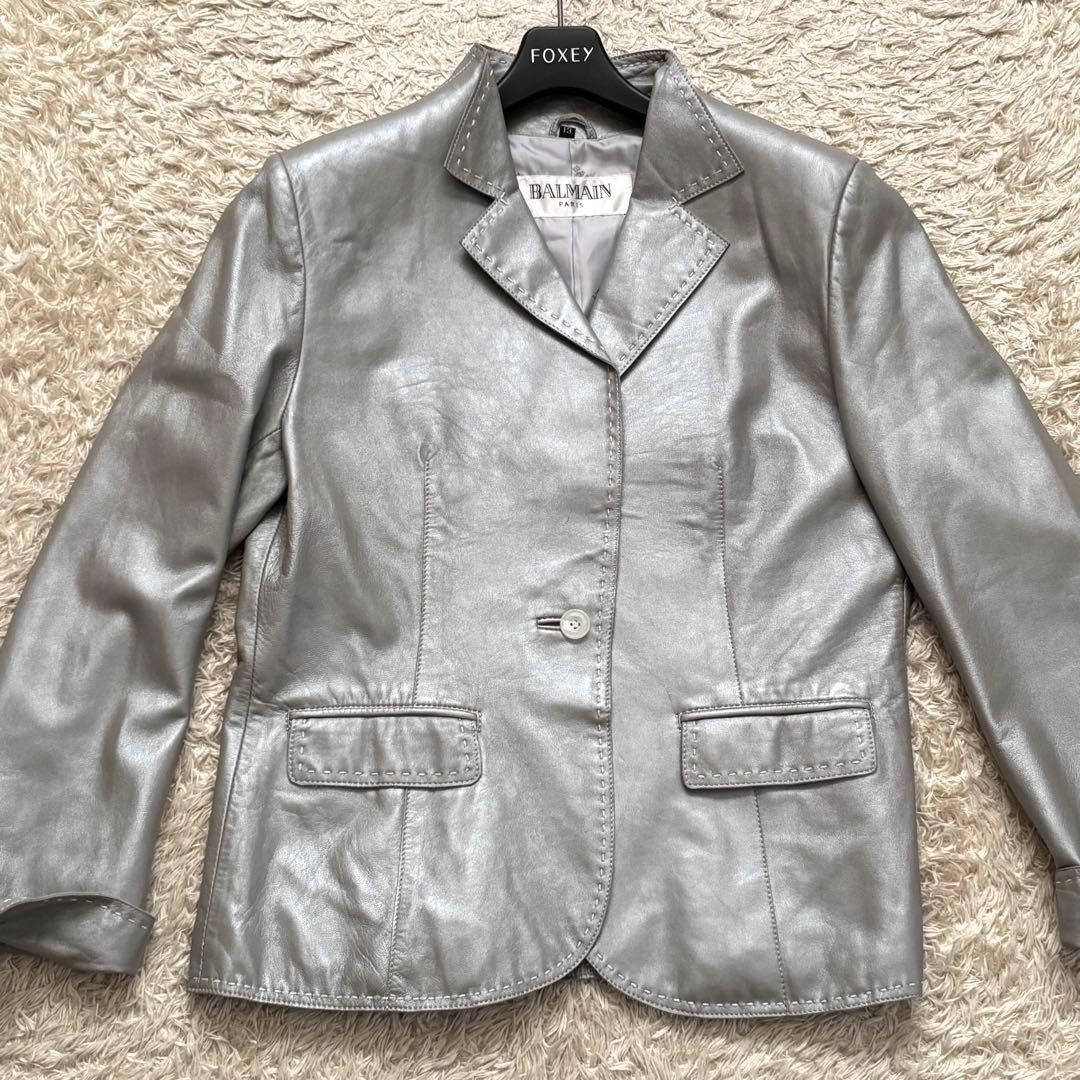大きいサイズ　極希少　BALMAIN　 ラムレザー　ジャケット　ロールアップ