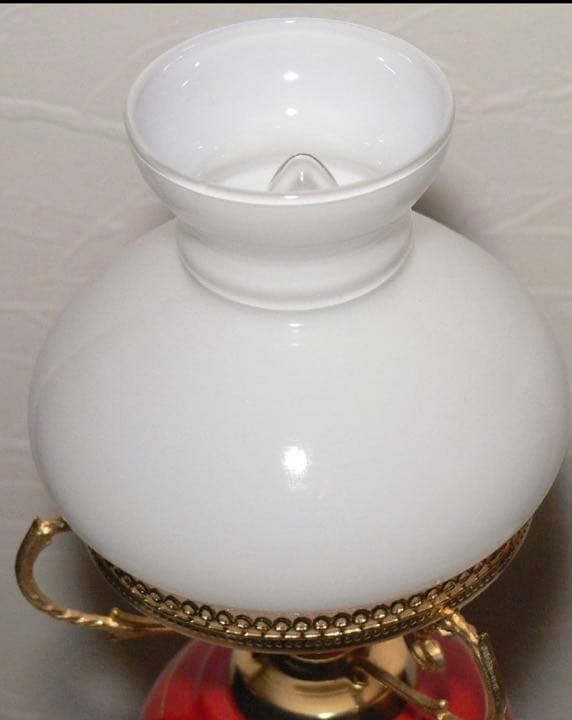 イタリア製 オイルランプ型 スタンドライト 陶器 ミルクガラス 真鍮