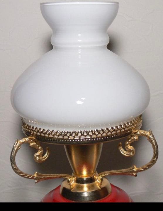 イタリア製 オイルランプ型 スタンドライト 陶器 ミルクガラス 真鍮