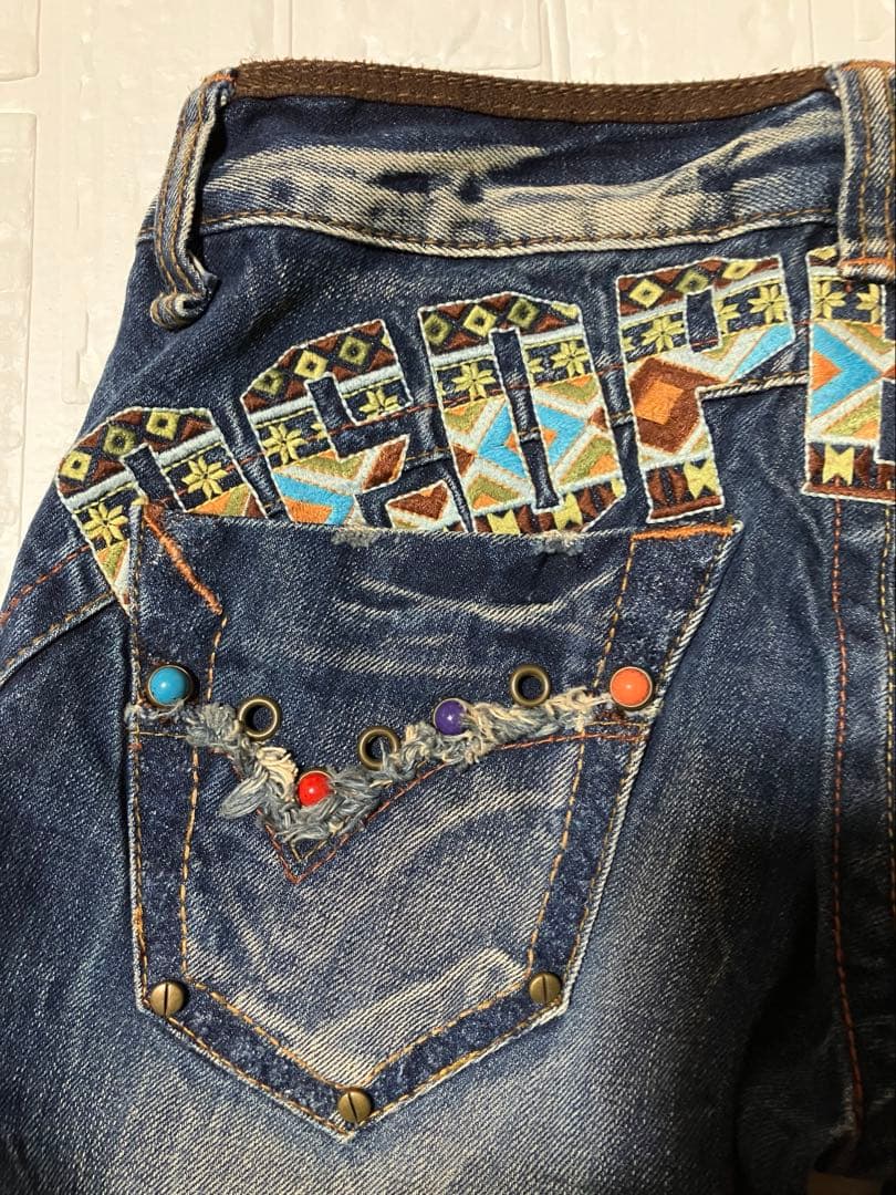 レッドペッパー　y2k 平成ギャル　刺繍 フェード ブーツカットデニム26