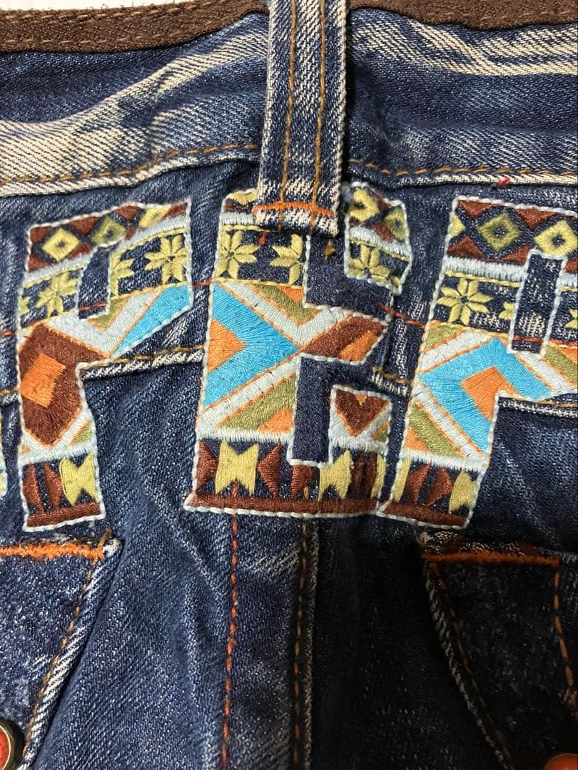レッドペッパー　y2k 平成ギャル　刺繍 フェード ブーツカットデニム26