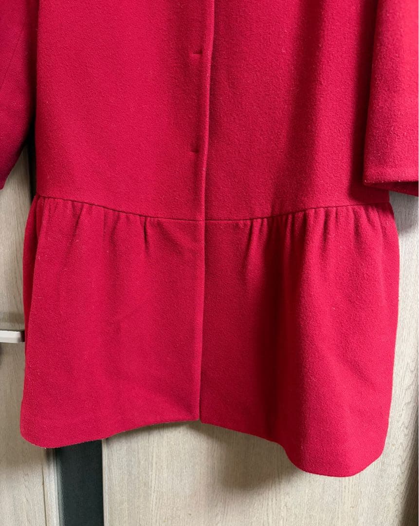 な*お様 【新年SALE 】美品☆ローズティアラリボン付ウールコート赤大きいサイ