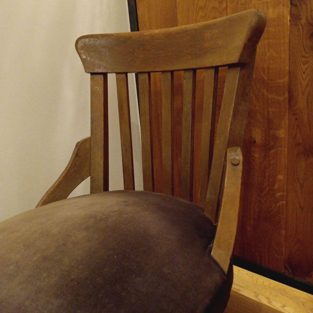 和製アンティーク 回転椅子 ナラ材 大正ロマン チェア イス レトロ ①