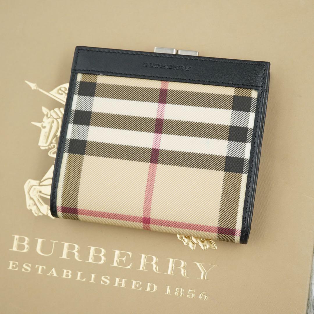 ほぼ未使用品　BURBERRY LONDON 折り財布　ノバチェック　がま口財布