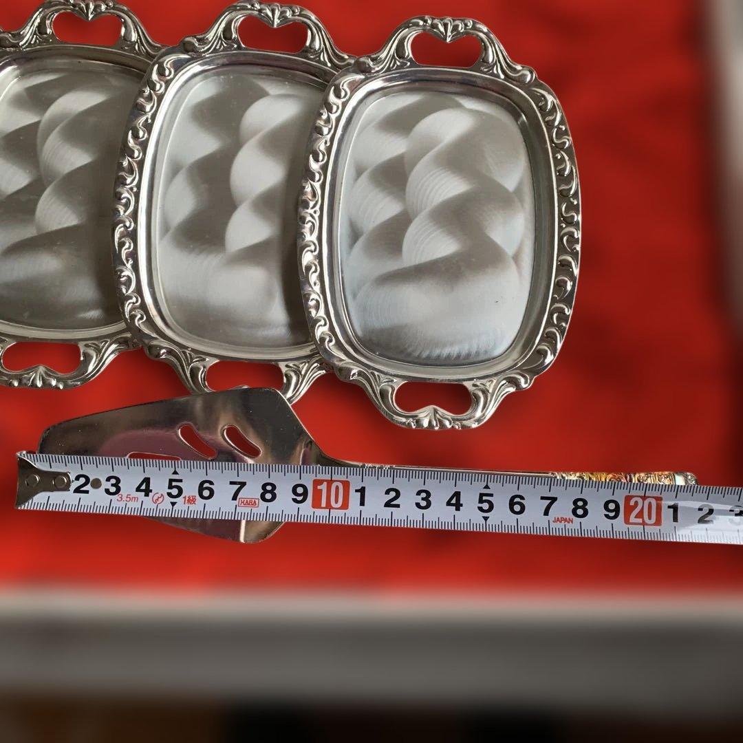 【未使用】【昭和レトロ】ステンレス アズマ　食器セット 波模様