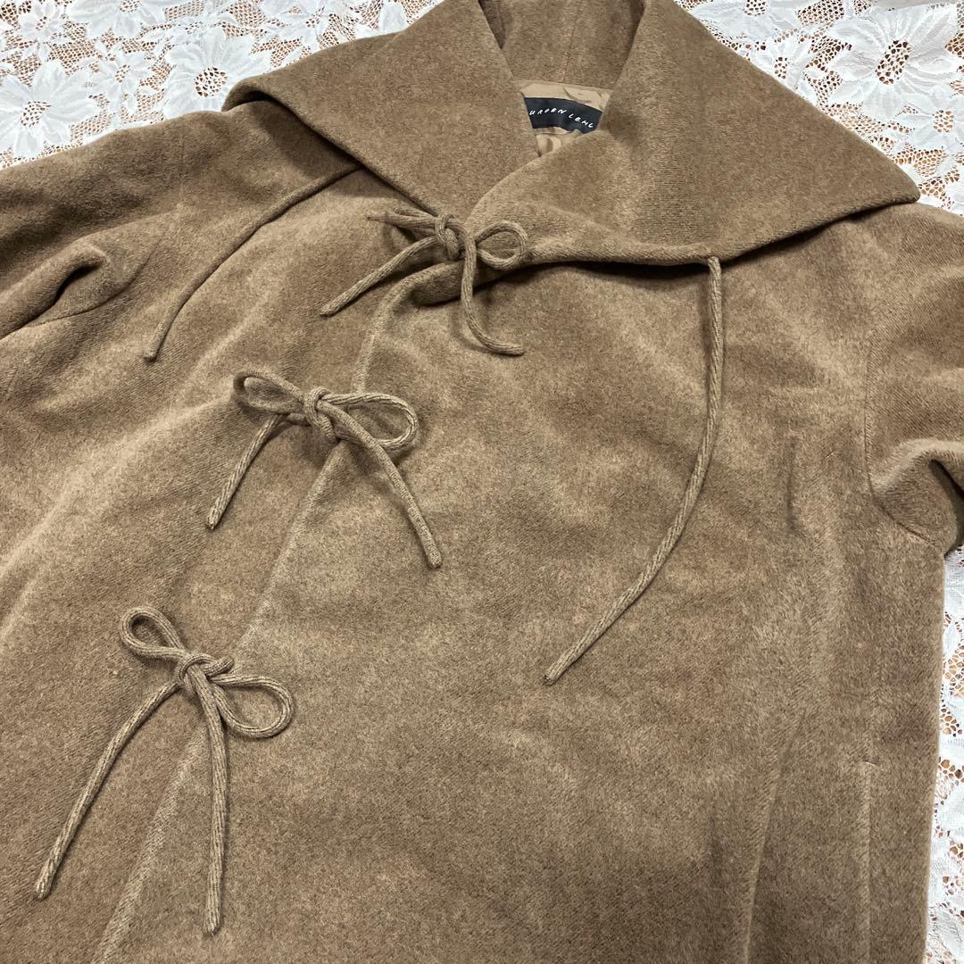 美品 JURGEN LEHL リボン結びビッグコート アンゴラ アシメントリー