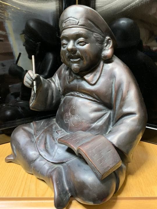 米治一(こめじいち)作 大黒様 算盤恵比寿様 そろばん福神置物 高岡銅器銅像
