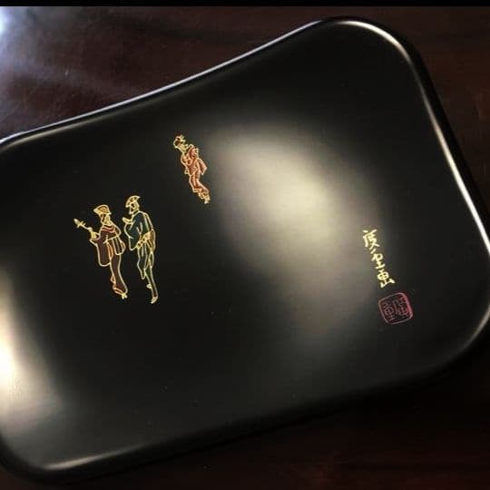 値引き済み　胴張 銘々皿 黒　漆塗　5枚セット