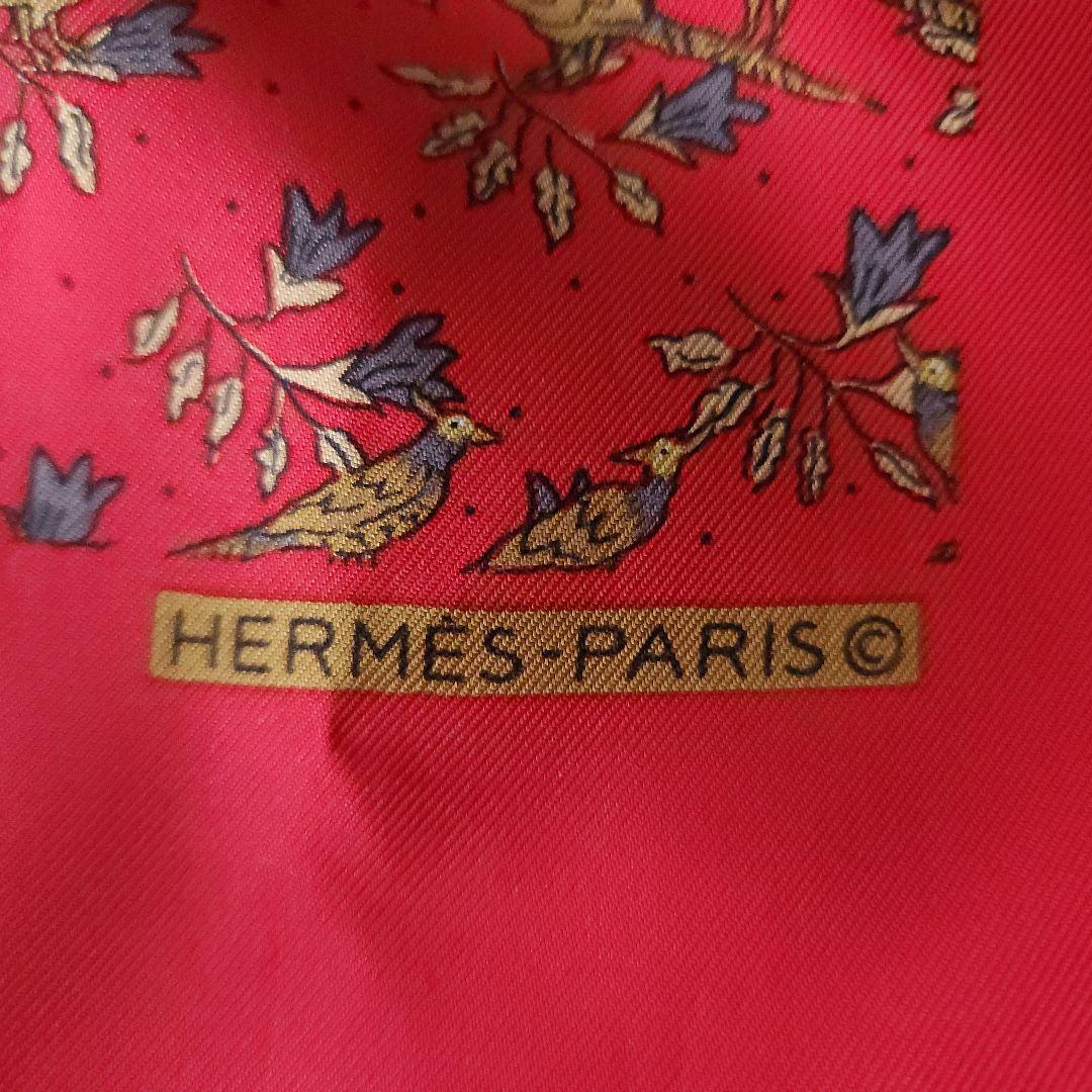 美品 エルメス シルクスカーフ カレ45 プチカレ 赤 希少デザイン