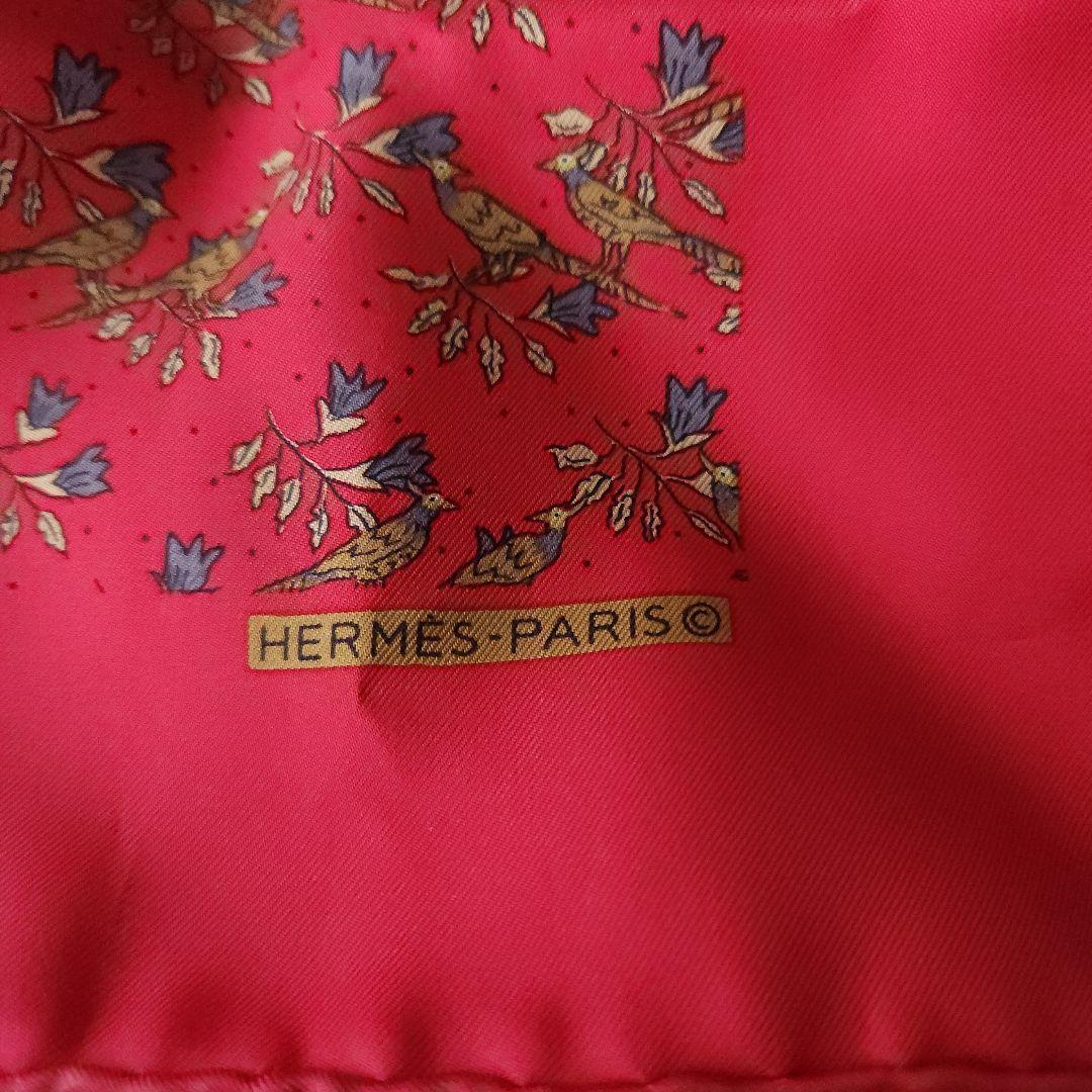 美品 エルメス シルクスカーフ カレ45 プチカレ 赤 希少デザイン