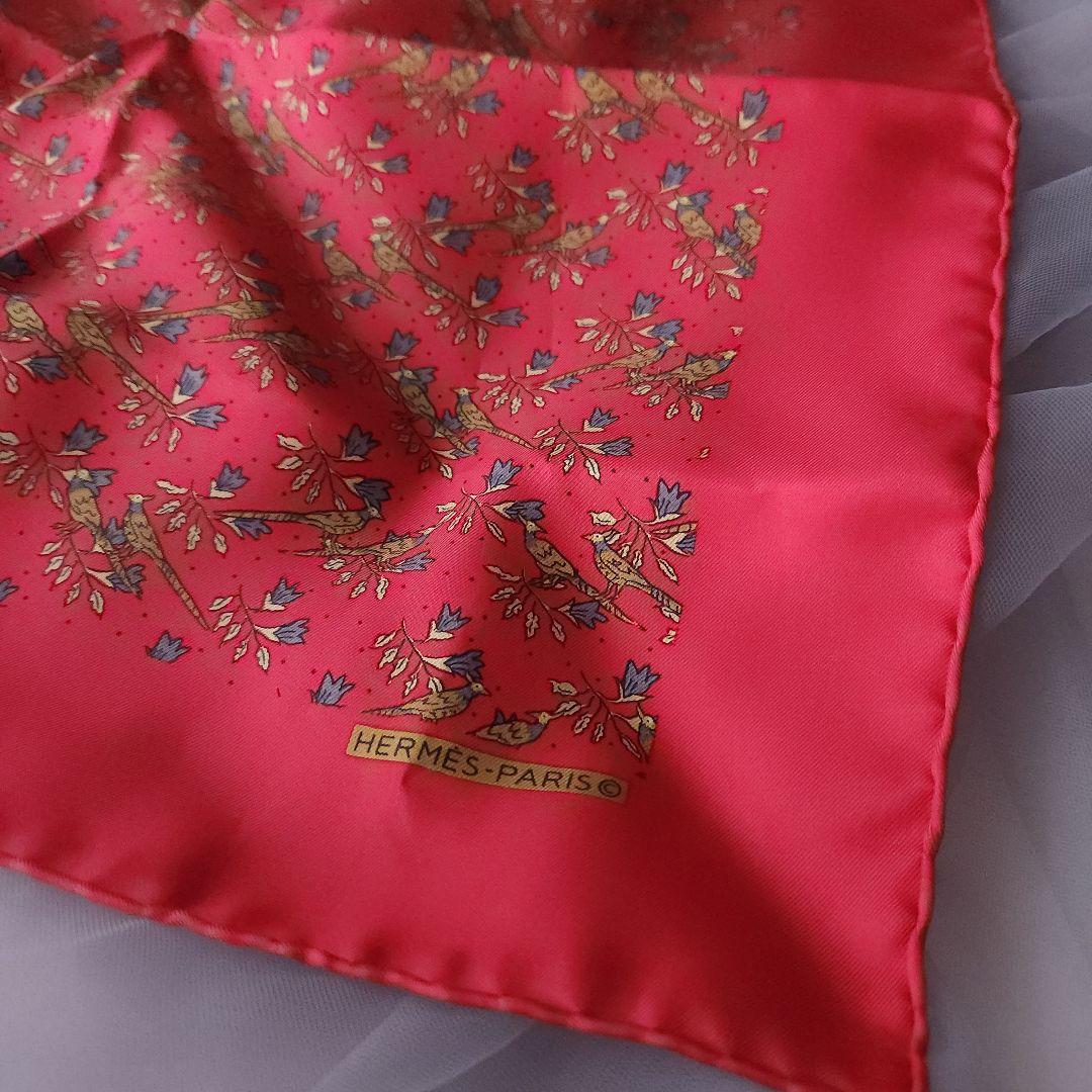 美品 エルメス シルクスカーフ カレ45 プチカレ 赤 希少デザイン