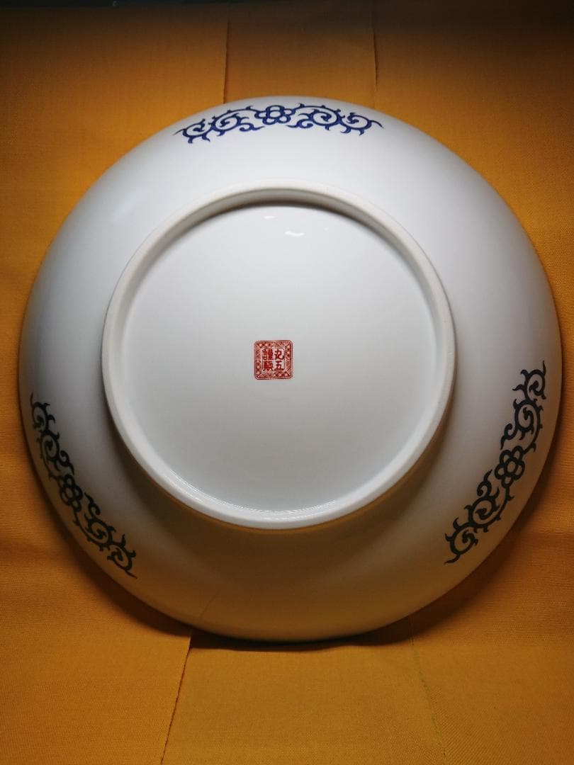 【美品】特大　絵皿　飾り皿　花鳥絵　置物　インテリア　工芸品　美術品　A3078