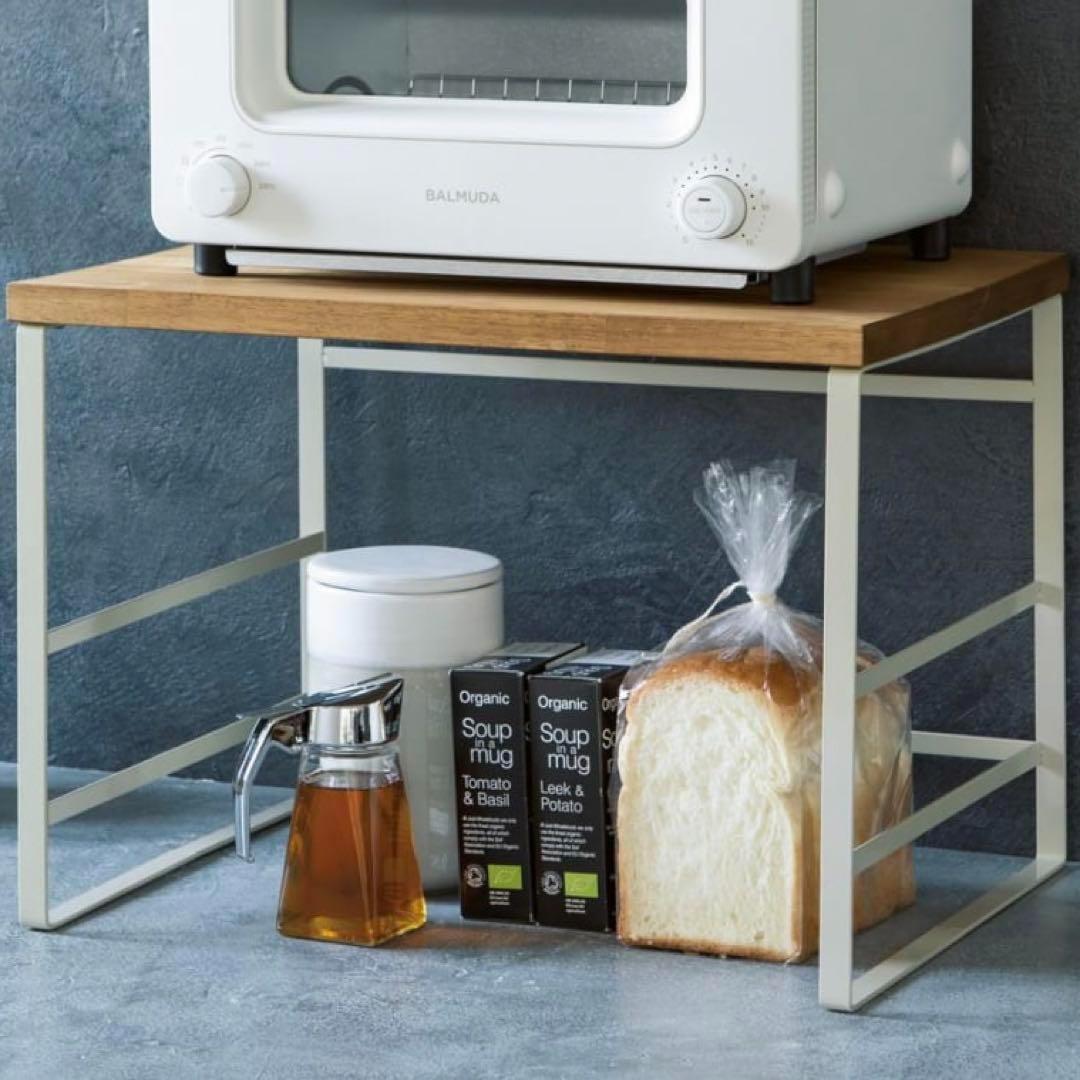 ラバーウッド天板トースターラック　洗えるバスケット付き