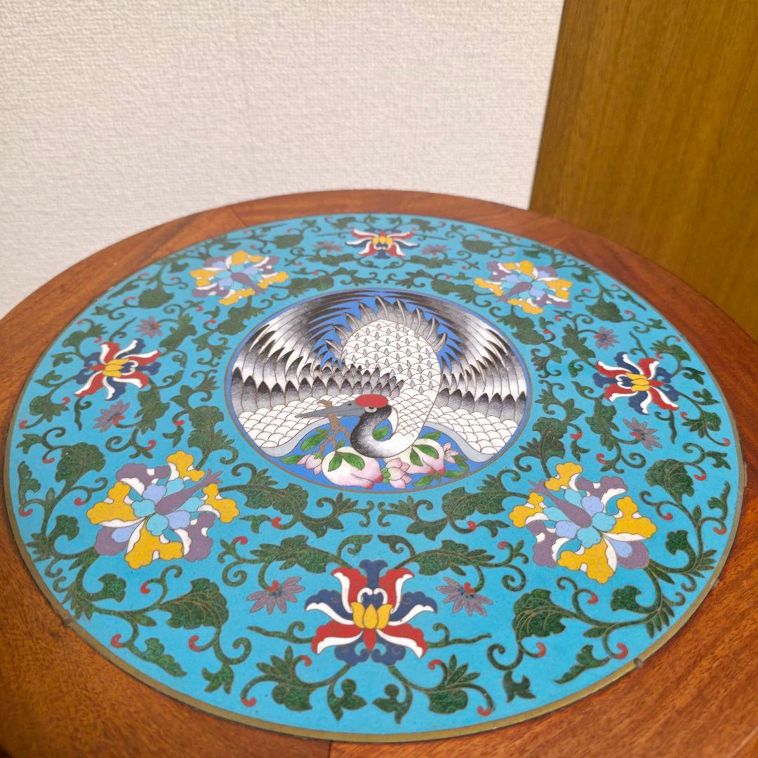 【188】景泰蘭　七宝天板　サイドテーブル　花台飾り台置台装飾時代 唐物中国美術