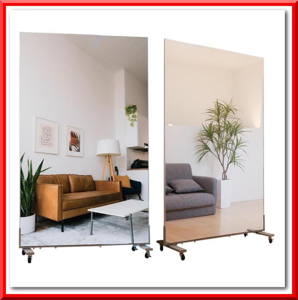 割れない鏡 スタンドミラー 全身鏡 幅80×高さ160cm スタンド付き（金）