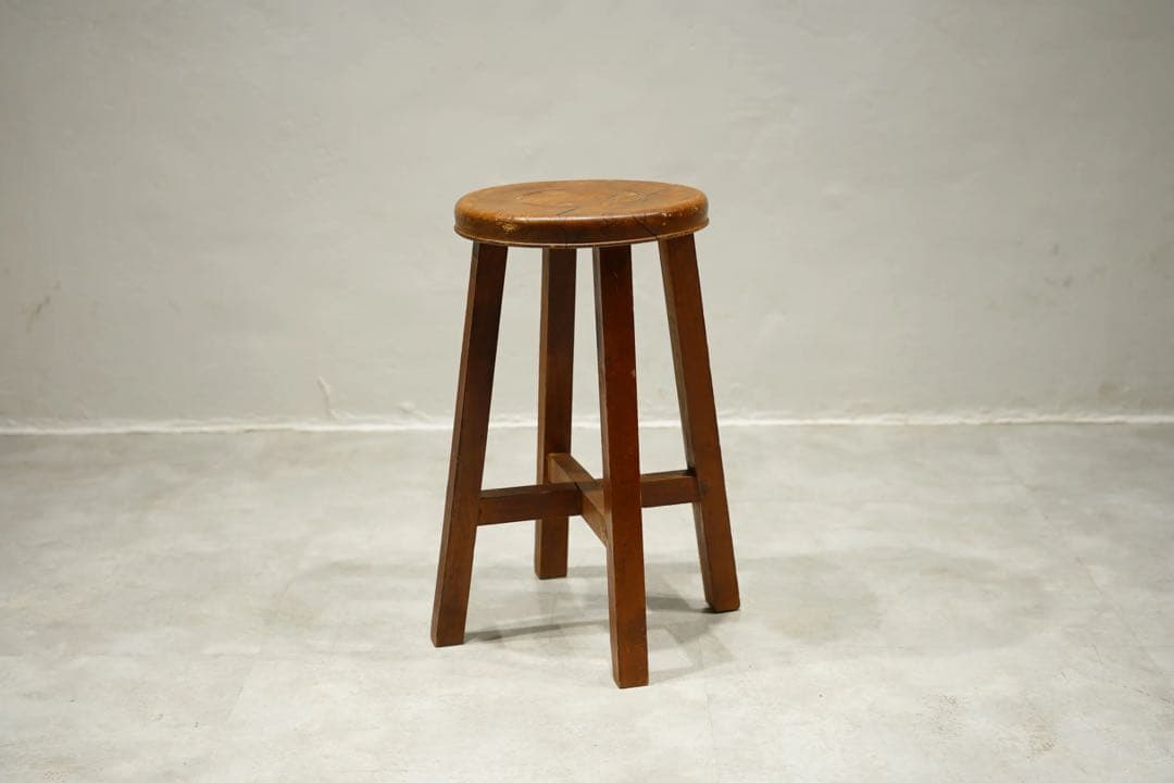 丸スツール　木製　古木　ビンテージ　昭和レトロ