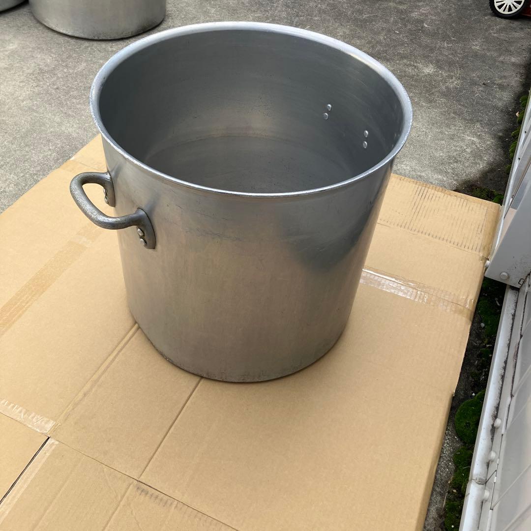 業務用　大型アルミニウム製寸胴鍋　大容量　両手取っ手付き　内径約48㎝　材分厚い