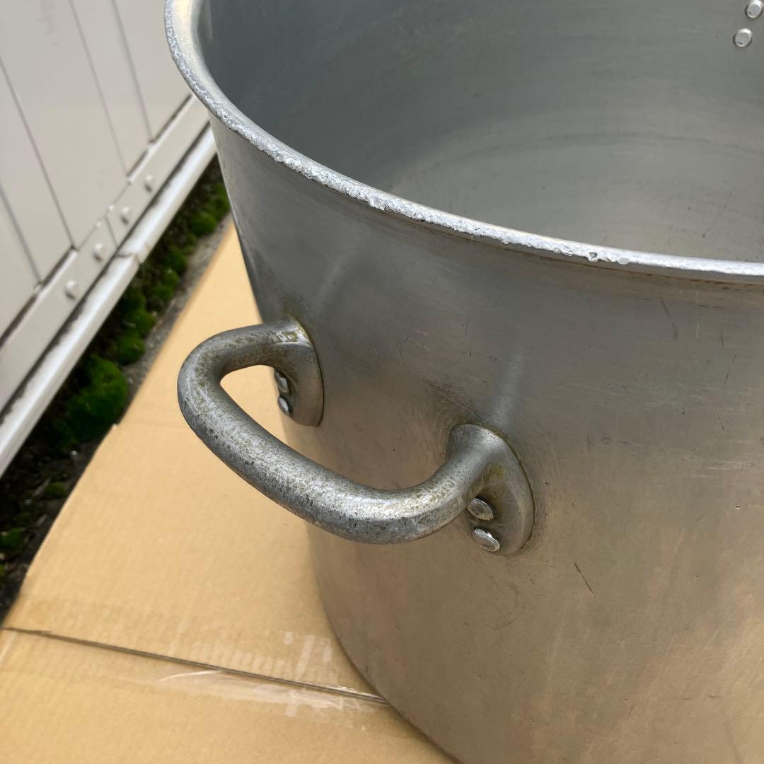 業務用　大型アルミニウム製寸胴鍋　大容量　両手取っ手付き　内径約48㎝　材分厚い