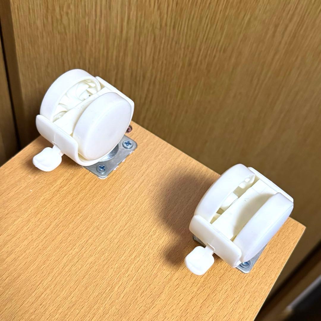 キャスター付き木製本棚　スリム型　3段　2点セット