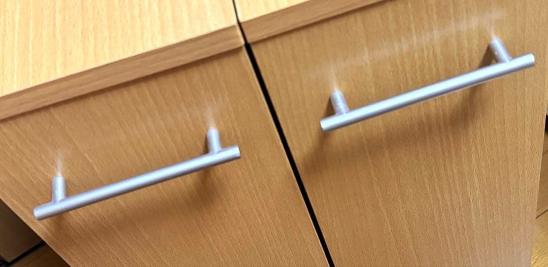 キャスター付き木製本棚　スリム型　3段　2点セット