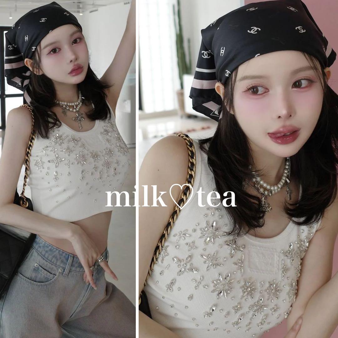 新品タグつき ダーリッチ ジュエリーリブノースリトップス ホワイト 白 F