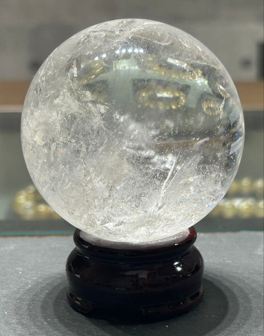 水晶丸玉　虹入り