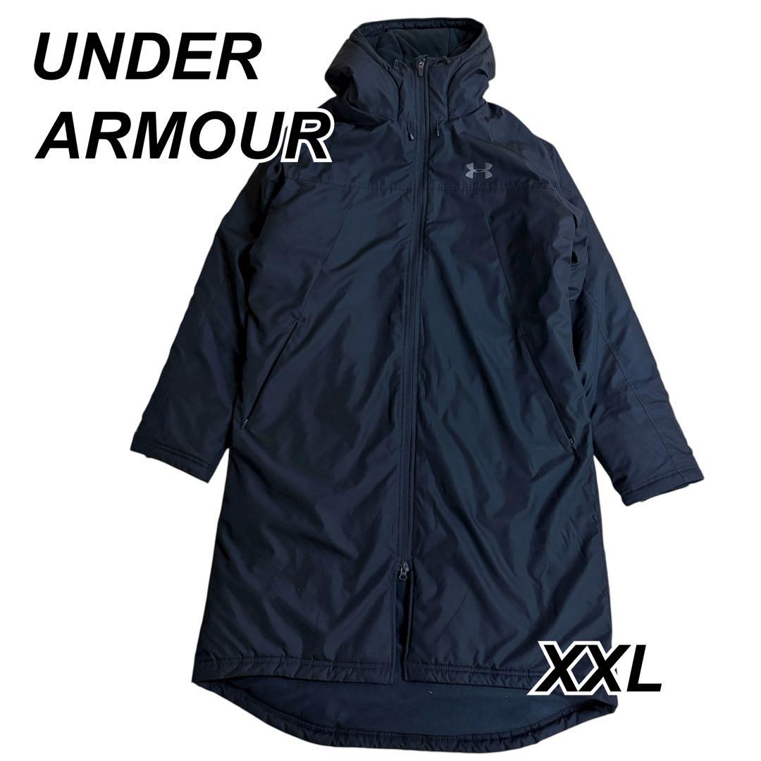 UNDER ARMOUR 保温性 ロゴプリント フーデット ベンチコート XXL