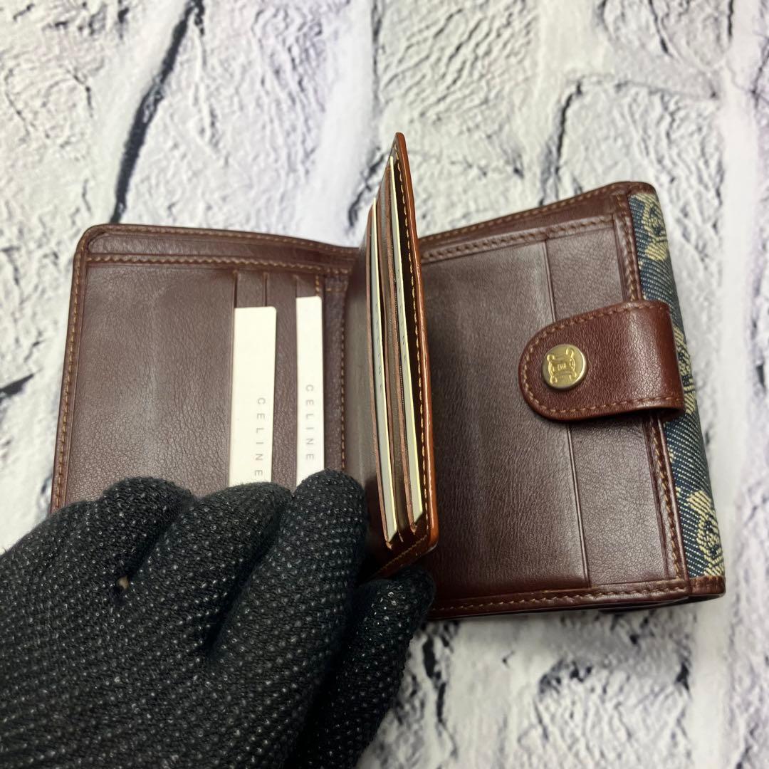 美品✨セリーヌ パリマカダム デニムキャンバス レザー トリオンフ 三つ折り財布